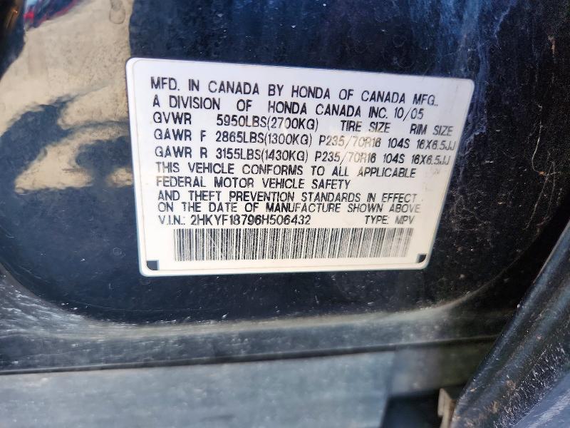 Aukcja sprzedaży 2006 Honda Pilot, vin: 2HKYF18796H506432, numer aukcji: 63397696
