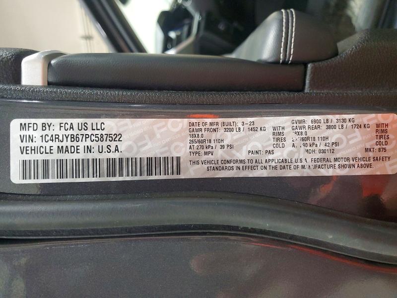 2023 Jeep Grand Cherokee მანქანა იყიდება აუქციონზე, vin: 1C4RJYB67PC587522, აუქციონის ნომერი: 64678516