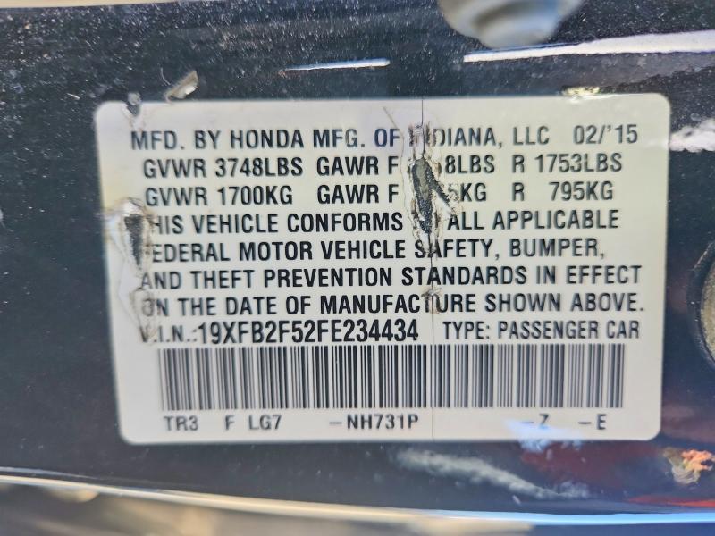 Aukcja sprzedaży 2015 Honda Civic, vin: 19XFB2F52FE234434, numer aukcji: 64850436