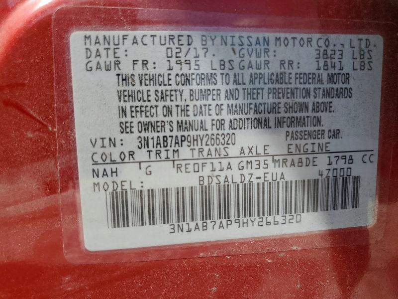 Продажа на аукционе авто 2017 Nissan Sentra, vin: 3N1AB7AP9HY266320, номер лота: 65345046