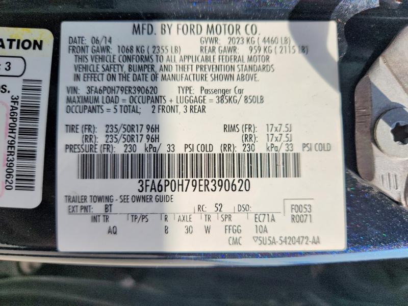 Aukcja sprzedaży 2014 Ford Fusion, vin: 3FA6P0H79ER390620, numer aukcji: 63574006