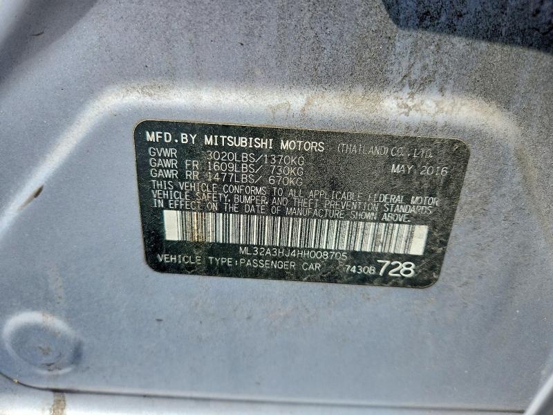 Aukcja sprzedaży 2017 Mitsubishi Mirage, vin: ML32A3HJ4HH008705, numer aukcji: 66666236