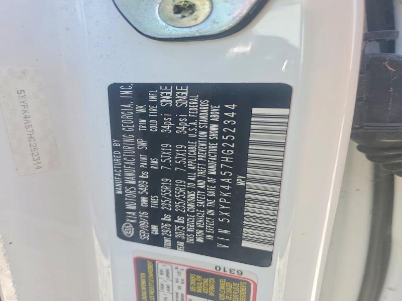 66539566 :رقم المزاد ، 5XYPK4A57HG252344 vin ، 2017 Kia Sorento مزاد بيع