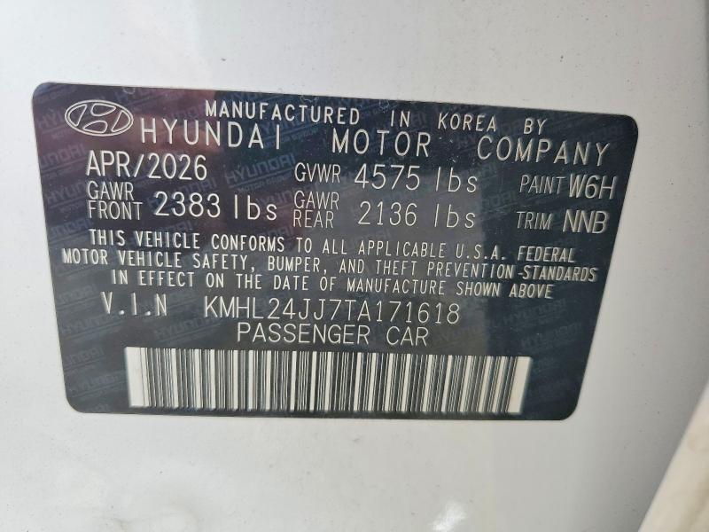 2026 Hyundai Sonata Hybrid მანქანა იყიდება აუქციონზე, vin: KMHL24JJ7TA171618, აუქციონის ნომერი: 64417676