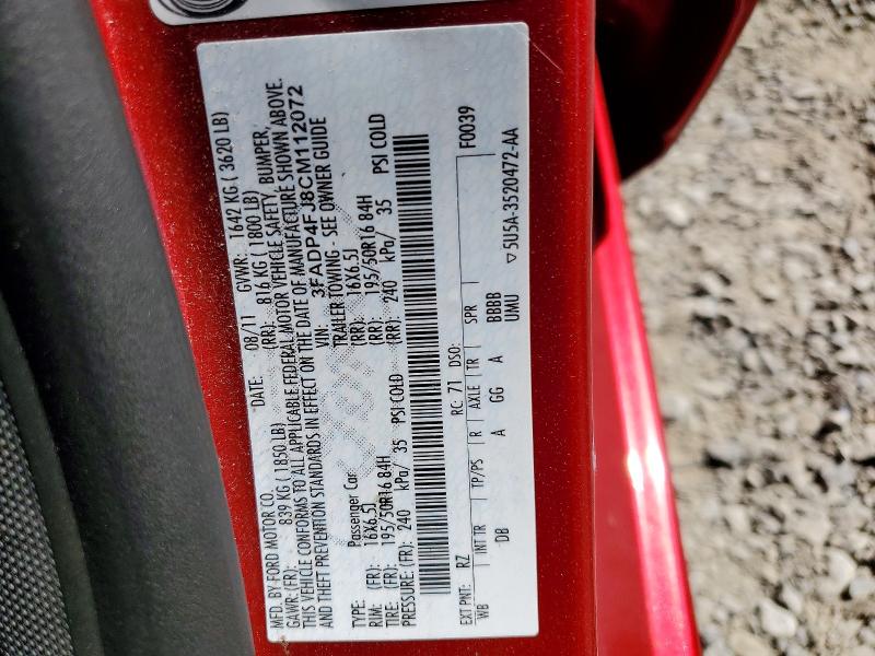 Продажа на аукционе авто 2012 Ford Fiesta, vin: 3FADP4FJ8CM112072, номер лота: 64779686