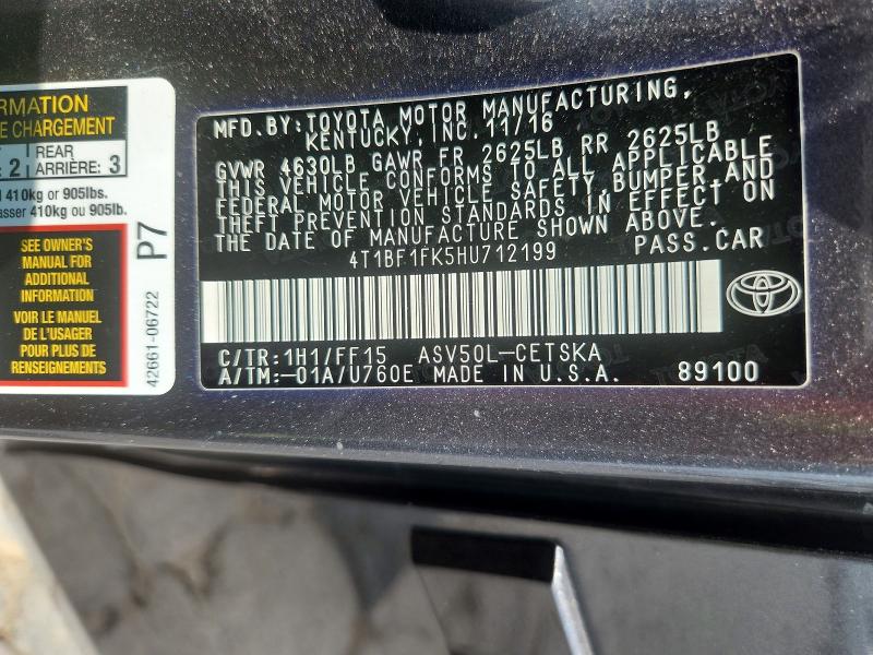 Продаж на аукціоні авто 2017 Toyota Camry, vin: 4T1BF1FK5HU712199, номер лоту: 63398116