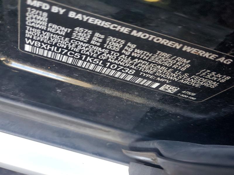 66019216 :رقم المزاد ، WBXHU7C51K5L10738 vin ، 2019 Bmw X1 مزاد بيع