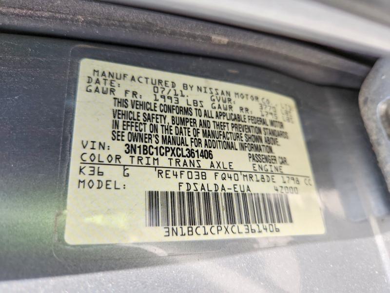 Aukcja sprzedaży 2012 Nissan Versa, vin: 3N1BC1CPXCL361406, numer aukcji: 63591656