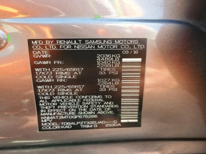 Продажа на аукционе авто 2016 Nissan Rogue, vin: KNMAT2MT0GP676266, номер лота: 64430116