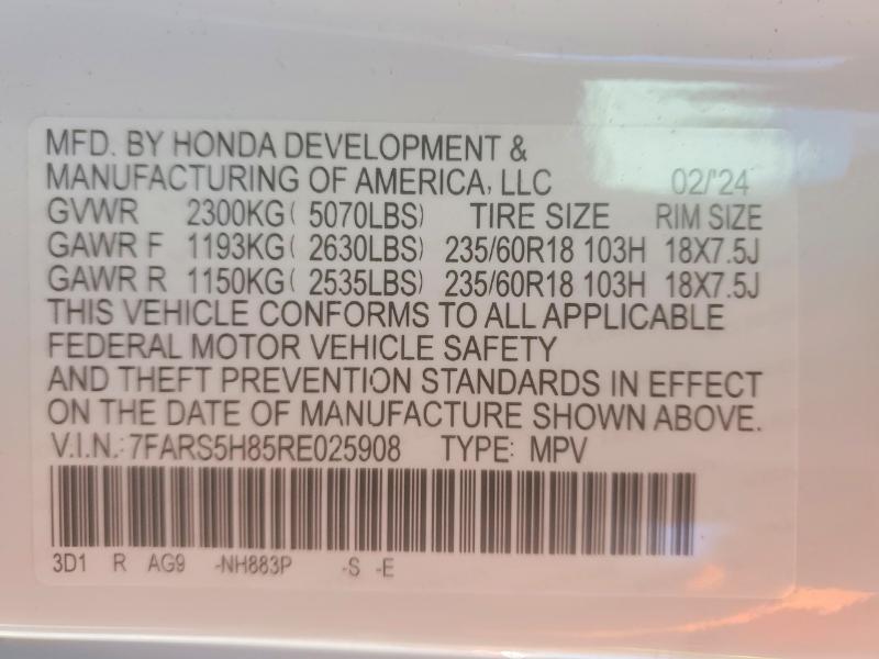 Aukcja sprzedaży 2024 Honda Cr-v, vin: 7FARS5H85RE025908, numer aukcji: 63183886