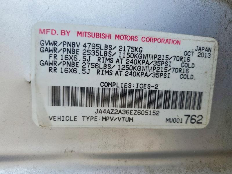 Aukcja sprzedaży 2014 Mitsubishi Outlander, vin: JA4AZ2A36EZ605152, numer aukcji: 62756146
