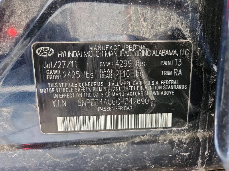 Aukcja sprzedaży 2012 Hyundai Sonata, vin: 5NPEB4AC6CH342690, numer aukcji: 65580076
