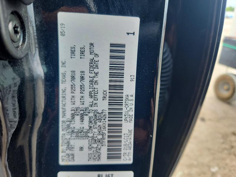 Продаж на аукціоні авто 2019 Toyota Tundra, vin: 5TFRM5F16KX142677, номер лоту: 63622066