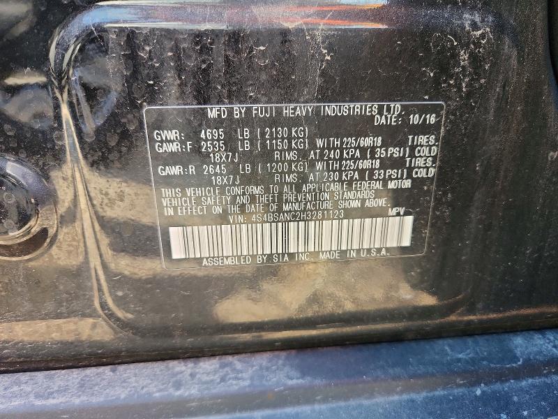 Aukcja sprzedaży 2017 Subaru Outback, vin: 4S4BSANC2H3281123, numer aukcji: 65820876