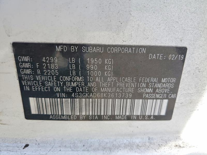 Aukcja sprzedaży 2019 Subaru Impreza, vin: 4S3GKAD68K3613739, numer aukcji: 66294326