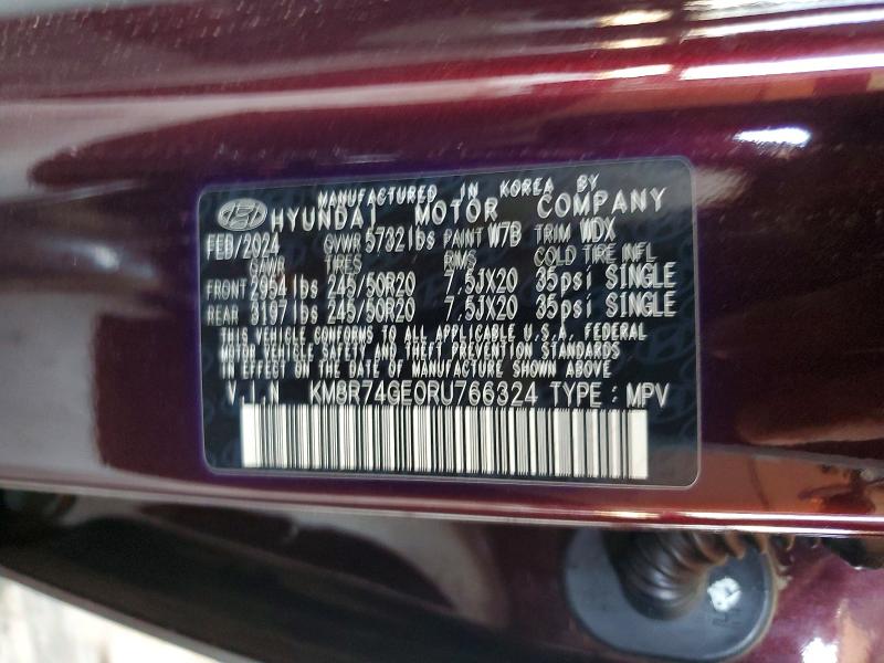 Продаж на аукціоні авто 2024 Hyundai Palisade, vin: KM8R74GE0RU766324, номер лоту: 65549056