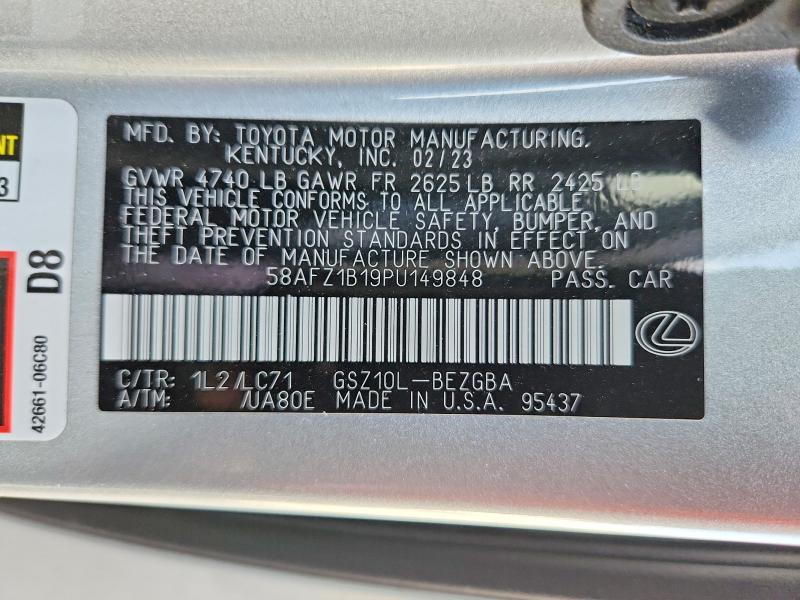 Продажа на аукционе авто 2023 Lexus Es 350, vin: 58AFZ1B19PU149848, номер лота: 66010216