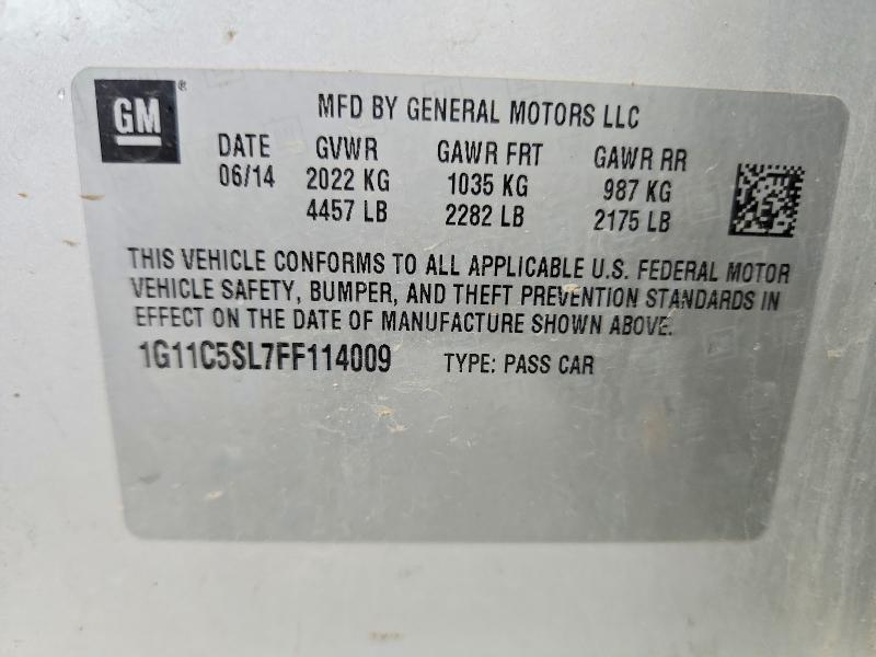 2015 Chevrolet Malibu მანქანა იყიდება აუქციონზე, vin: 1G11C5SL7FF114009, აუქციონის ნომერი: 63344836