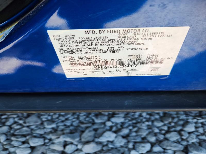 Продаж на аукціоні авто 2020 Ford Ecosport, vin: MAJ3S2GE3LC364877, номер лоту: 63583886