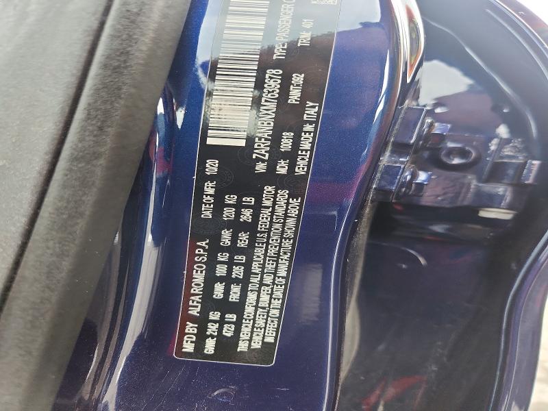 Aukcja sprzedaży 2021 Alfa Romeo Giulia, vin: ZARFANBNXM7639678, numer aukcji: 63807056
