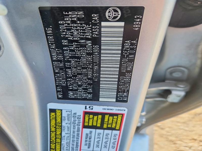 Aukcja sprzedaży 2018 Toyota Camry, vin: 4T1B11HK1JU004906, numer aukcji: 64300746
