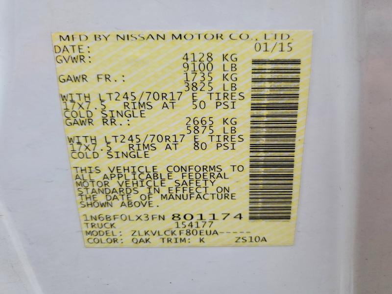 Продаж на аукціоні авто 2015 Nissan Nv, vin: 1N6BF0LX3FN801174, номер лоту: 63616926
