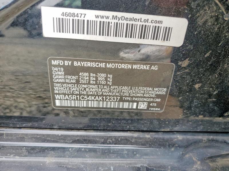 66477556 :رقم المزاد ، WBA5R1C54KAK12337 vin ، 2019 Bmw 330i مزاد بيع