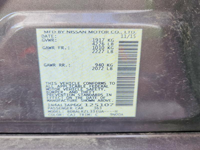 Aukcja sprzedaży 2016 Nissan Altima, vin: 1N4AL3AP6GC125107, numer aukcji: 62804546