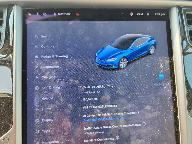 64539106 :رقم المزاد ، 5YJSA1E28LF369863 vin ، 2020 Tesla Model S مزاد بيع