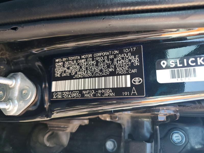 2018 Toyota Prius C მანქანა იყიდება აუქციონზე, vin: JTDKDTB39J1605409, აუქციონის ნომერი: 65529316