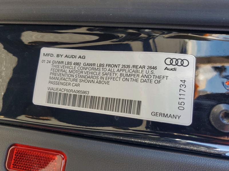 65214886 :رقم المزاد ، WAUEACF50RA065863 vin ، 2024 Audi A5 مزاد بيع