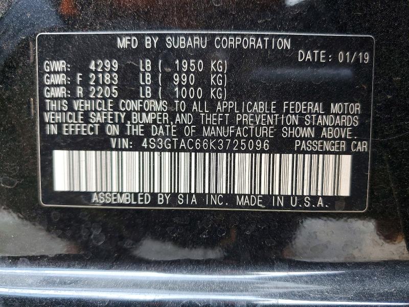 Aukcja sprzedaży 2019 Subaru Impreza, vin: 4S3GTAC66K3725096, numer aukcji: 63679956