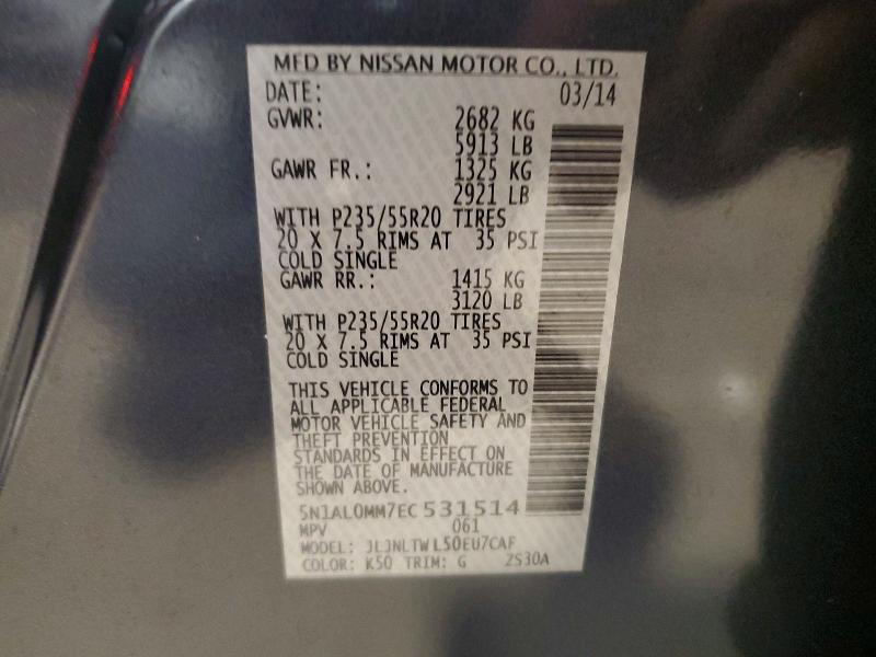 Aukcja sprzedaży 2014 Infiniti Qx60, vin: 5N1AL0MM7EC531514, numer aukcji: 64681486