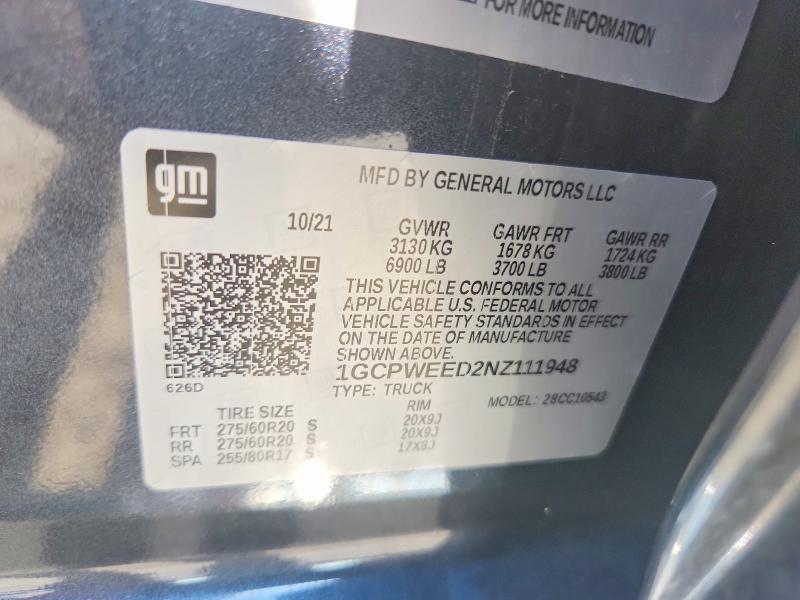 Продажа на аукционе авто 2022 Chevrolet Silverado Ltd, vin: 1GCPWEED2NZ111948, номер лота: 66262646