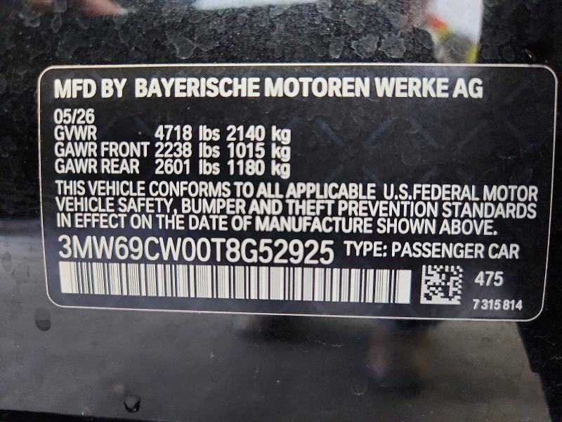 Aukcja sprzedaży 2026 Bmw 330i, vin: 3MW69CW00T8G52925, numer aukcji: 65495466