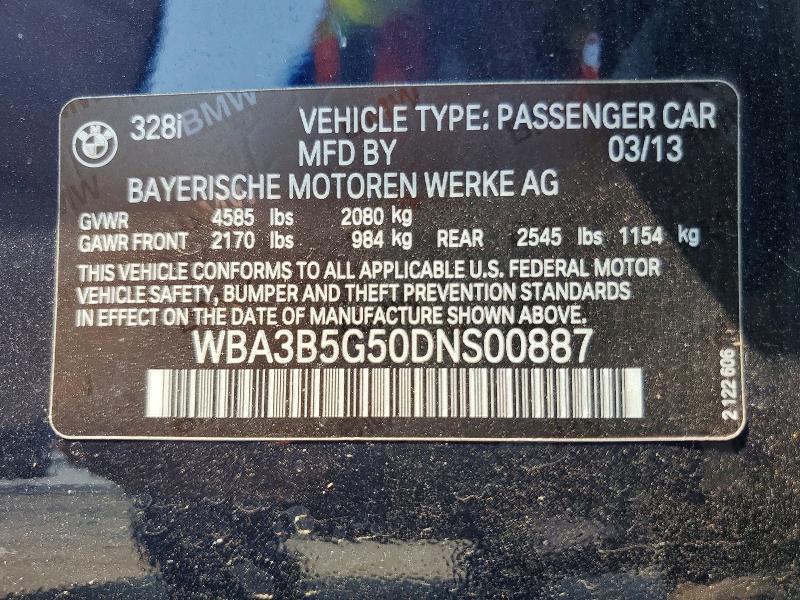 64685856 :رقم المزاد ، WBA3B5G50DNS00887 vin ، 2013 Bmw 328 مزاد بيع