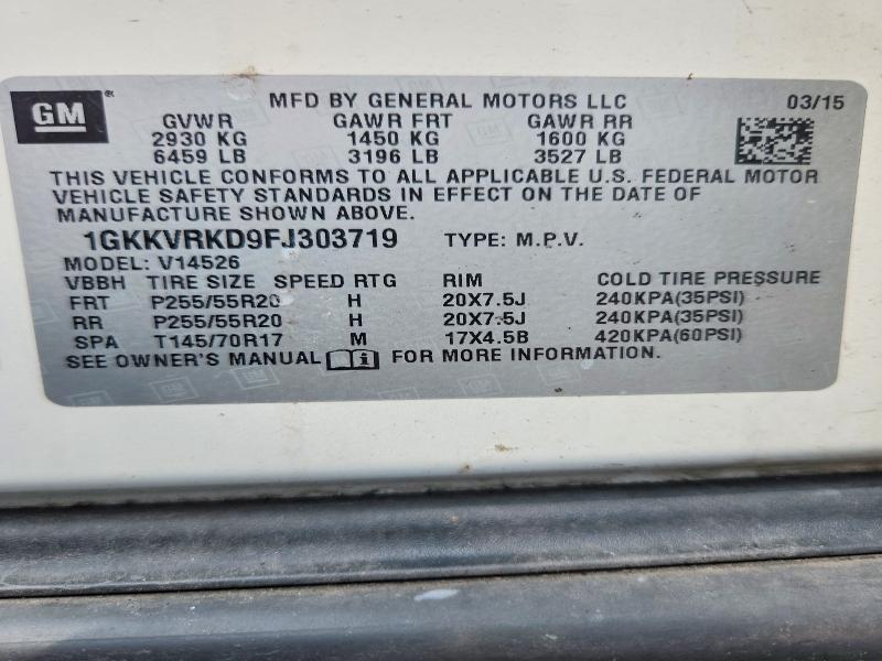Продажа на аукционе авто 2015 Gmc Acadia, vin: 1GKKVRKD9FJ303719, номер лота: 66969676