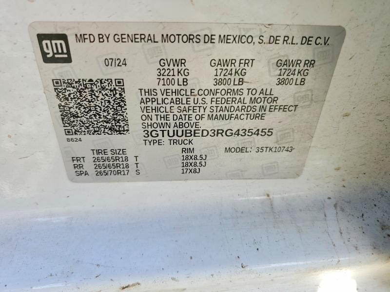 62986736 :رقم المزاد ، 3GTUUBED3RG435455 vin ، 2024 Gmc Sierra مزاد بيع