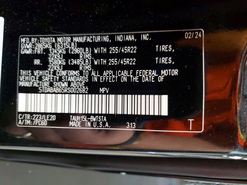 Aukcja sprzedaży 2024 Lexus Tx 500h, vin: 5TDABAB65RS002682, numer aukcji: 65536406