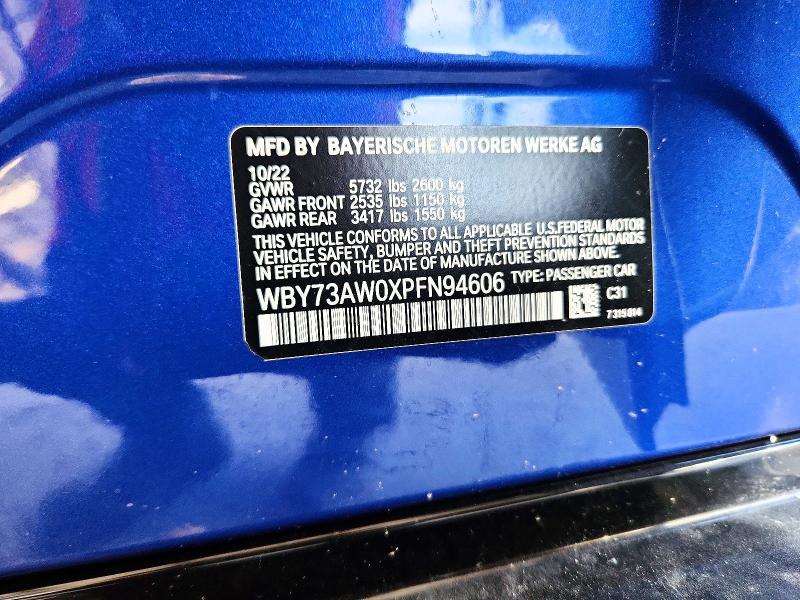 63763586 :رقم المزاد ، WBY73AW0XPFN94606 vin ، 2023 Bmw I4 مزاد بيع