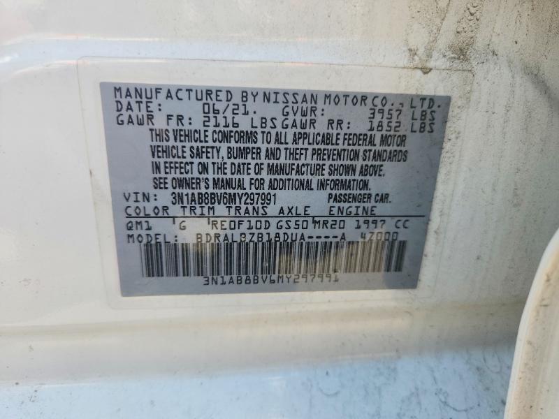 2021 Nissan Sentra მანქანა იყიდება აუქციონზე, vin: 3N1AB8BV6MY297991, აუქციონის ნომერი: 65500776