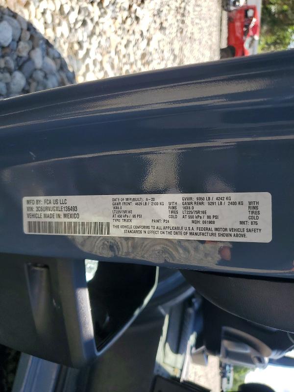66585106 :رقم المزاد ، 3C6URVJGXLE136493 vin ، 2020 Ram Promaster 3500 مزاد بيع