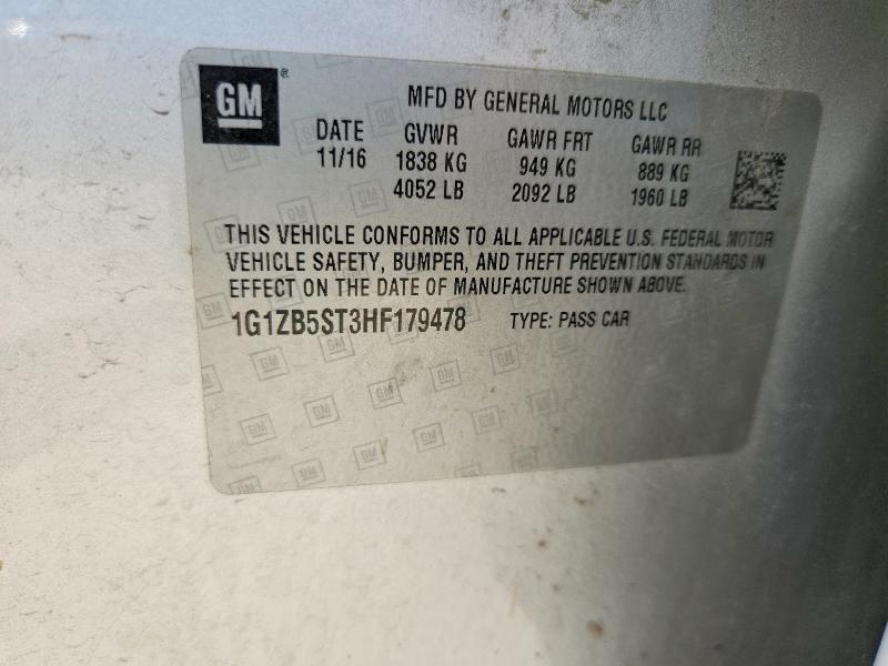 64782456 :رقم المزاد ، 1G1ZB5ST3HF179478 vin ، 2017 Chevrolet Malibu مزاد بيع