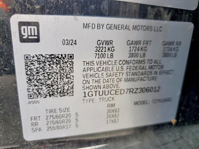 2024 Gmc Sierra მანქანა იყიდება აუქციონზე, vin: 1GTUUCED7RZ306012, აუქციონის ნომერი: 63731836