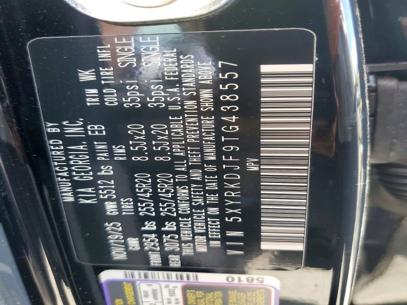 66602656 :رقم المزاد ، 5XYRKDJF9TG438557 vin ، 2026 Kia Sorento مزاد بيع