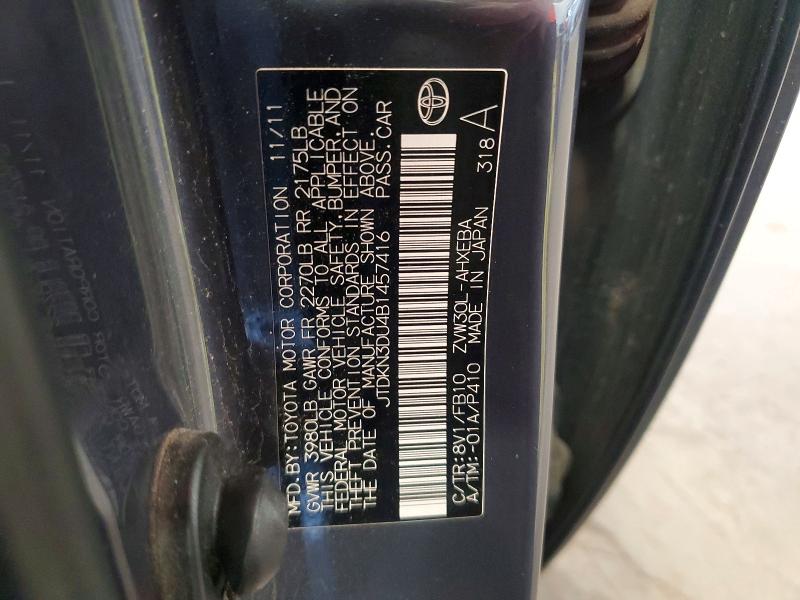Aukcja sprzedaży 2011 Toyota Prius, vin: JTDKN3DU4B1457416, numer aukcji: 64776176