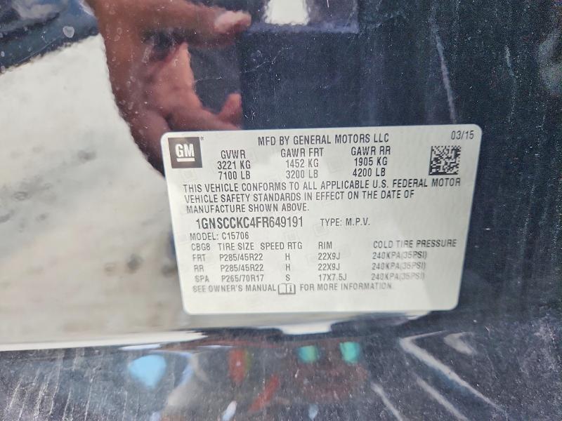 64121286 :رقم المزاد ، 1GNSCCKC4FR649191 vin ، 2015 Chevrolet Tahoe مزاد بيع