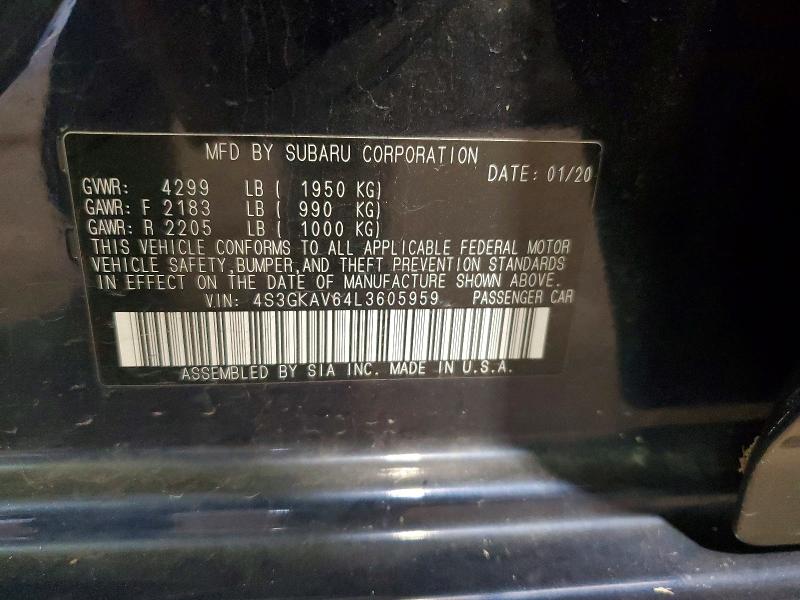 Aukcja sprzedaży 2020 Subaru Impreza, vin: 4S3GKAV64L3605959, numer aukcji: 65663426
