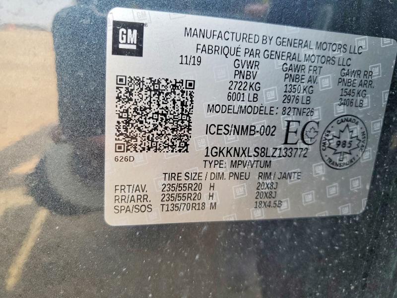 Aukcja sprzedaży 2020 Gmc Acadia, vin: 1GKKNXLS8LZ133772, numer aukcji: 64156606