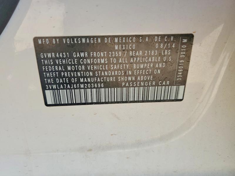 64651776 :رقم المزاد ، 3VWLA7AJ6FM203696 vin ، 2015 Volkswagen Jetta مزاد بيع